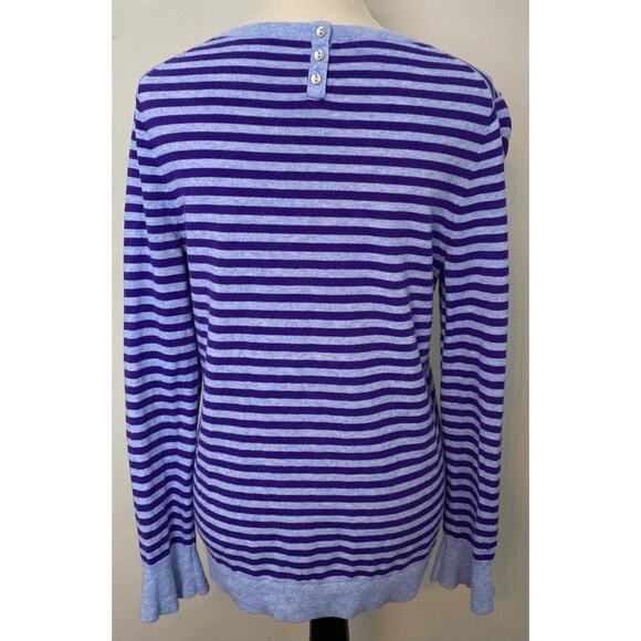 Talbot Blue and Purple Lambswool Sweater Striped Women’s Medium, Business Casual - Picture 4 of 8